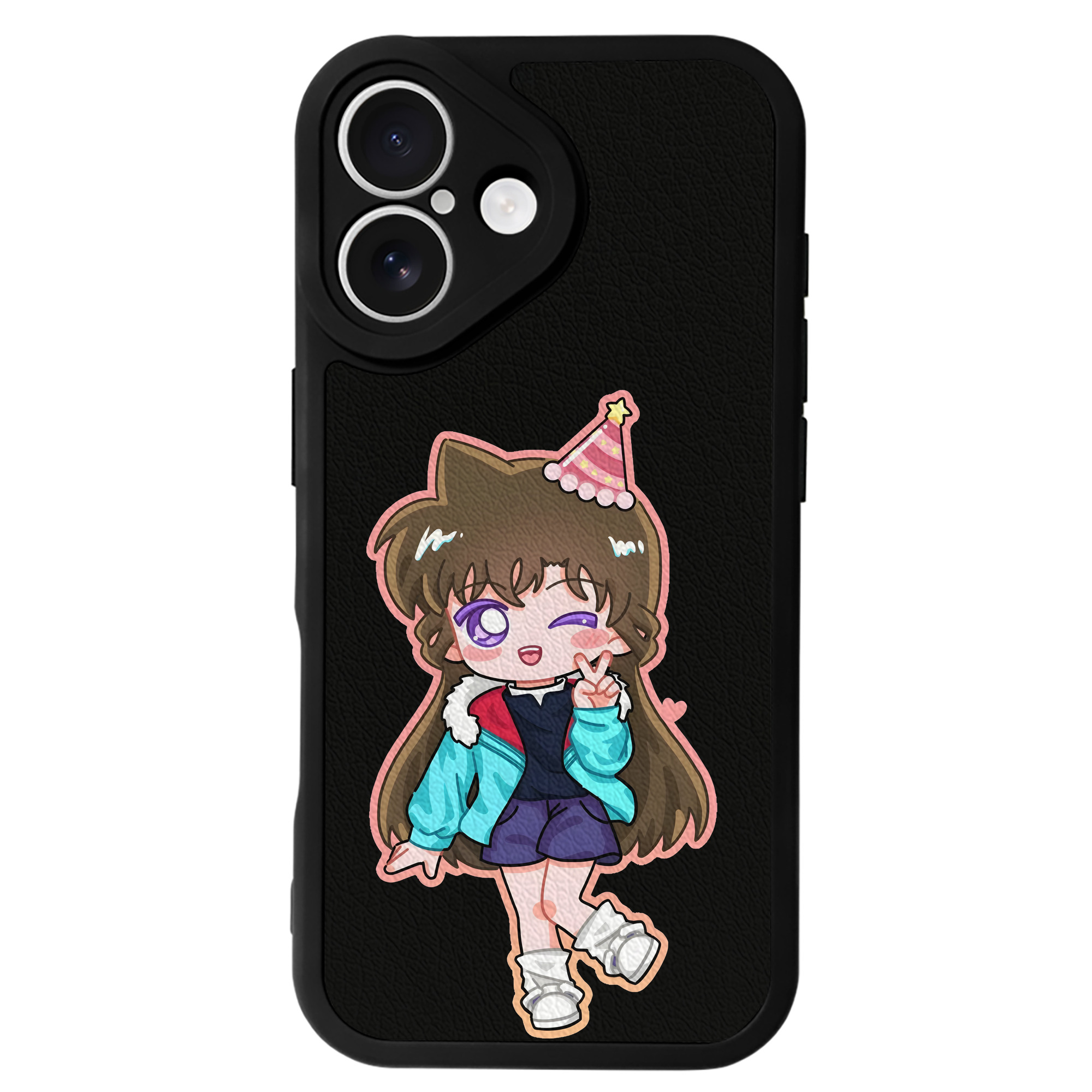 （画像用） 名探偵コナン 毛利 蘭 もうり らん、モーリ ラン Detective Conan Rachel Moore 【iPhone 16シリーズ対応】シリコンスマホケース（レザー調） 材質：シリコン